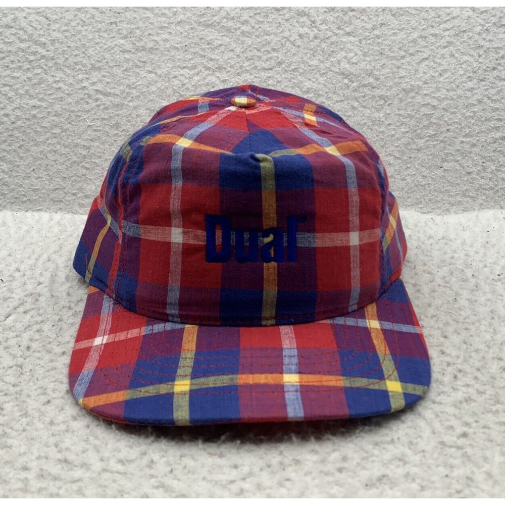 VTG Swingster Dual Madras Blockhead Hat Snapback Red‎ Blue Plaid Thin Painter